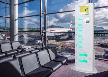 Malls Event digital Cell Phone Charging Station Kiosk tower with  Secured Lockers and ads screen and UV light