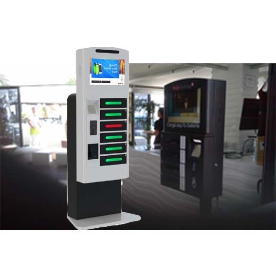 Stand Alone Type Cell Phone Charging Stations Kiosk With 19 Inch Touch
