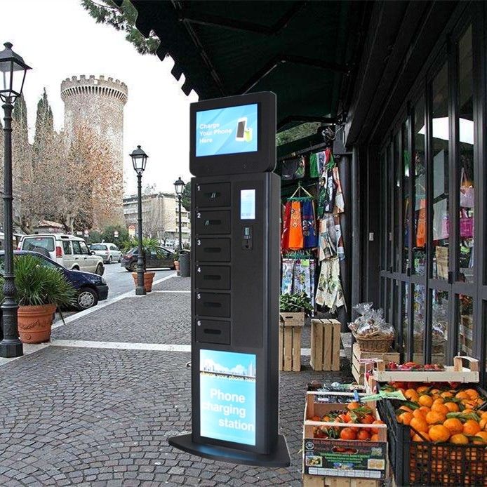 Black Cell Phone Charging Station , Public Mobile Phone Charging