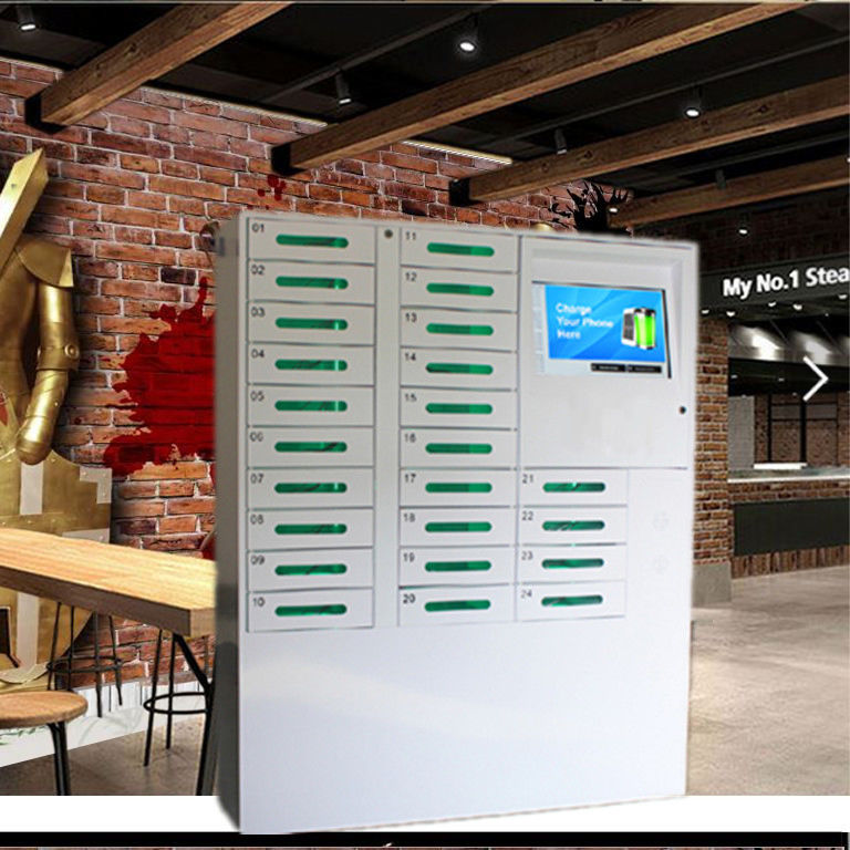 Floor Standing Cell Phone Charging Stations With 19 Inch LCD For All Phones