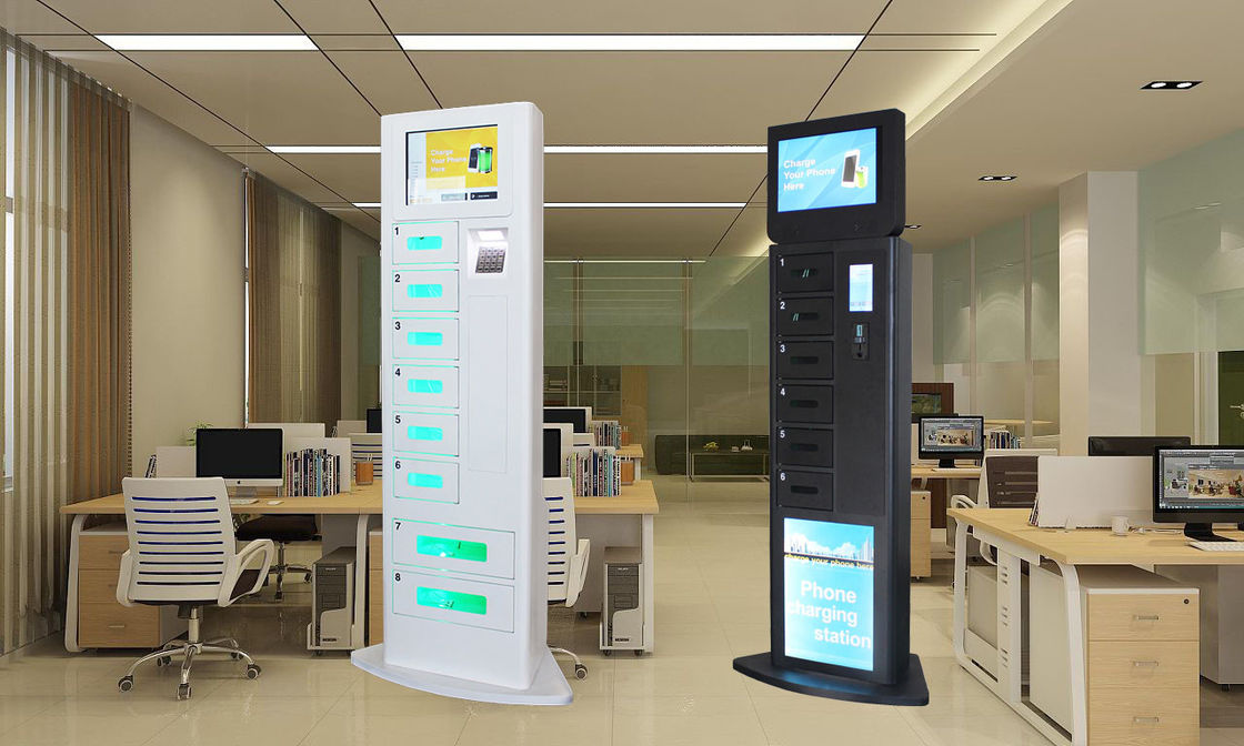 Network Kiosk Multi Cell Phone Charging Stations With Big Advertising Screen