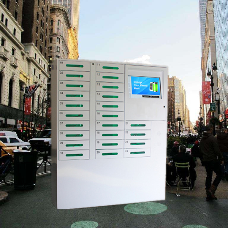 Network Signage Wifi Coin Operated Secure Phone Charging Station For Museum / Library