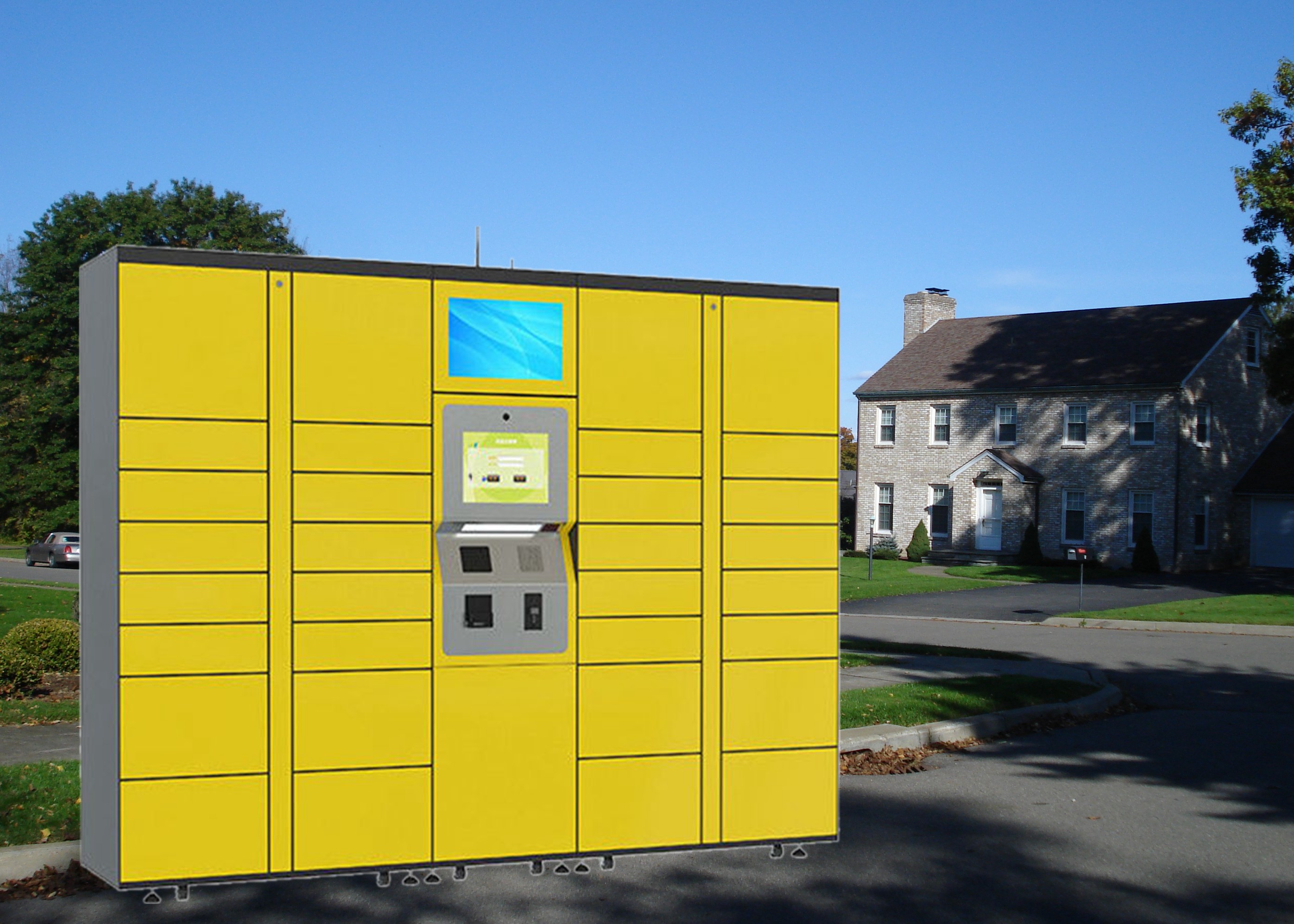 Electronic Parcel Delivery Box with 32 Inch Touch Screen, Outdoor Smart Locker