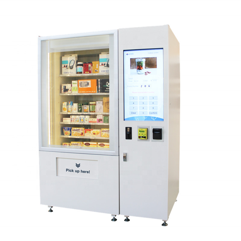Robotic Vending Machine With Lift System For Pizza Fresh Food Sandwich Salad Sushi Cupcake With Microwave Oven