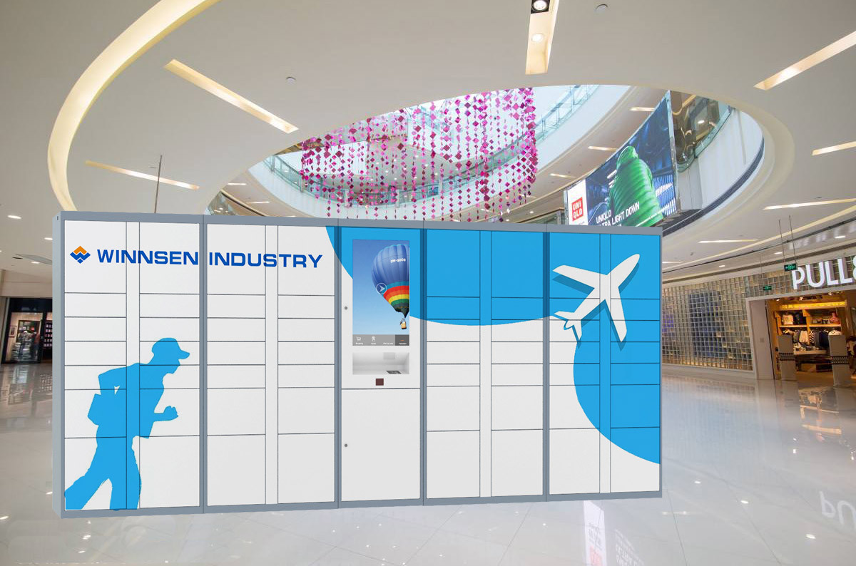 Smart Rental Luggage Lockers with Advertising Screen For Supermarket