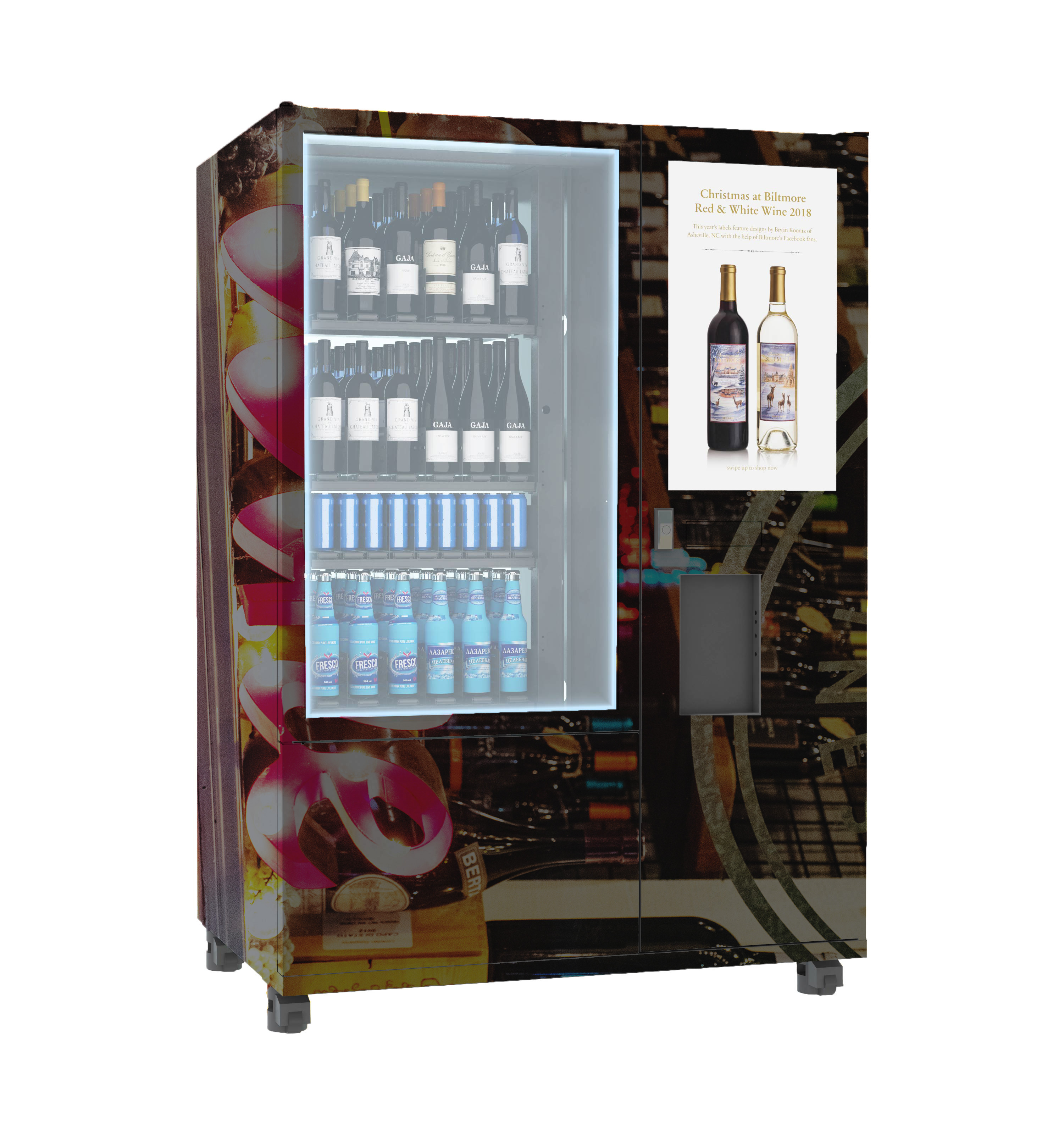 Red Wine Bottle Vending Machine Conveyor With Elevator UI Card Payment