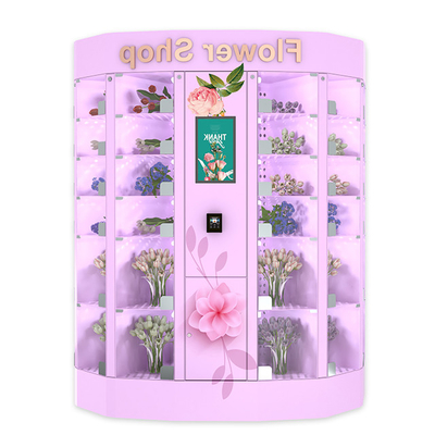 QR Pay Fresh Flower Vending Locker Coin Bill Card With Touch Screen