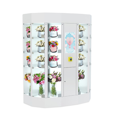 QR Pay Fresh Flower Vending Locker Coin Bill Card With Touch Screen