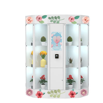 Round Flower Dispenser Fridge Vending Machine With Smart Cooling Locker 120V