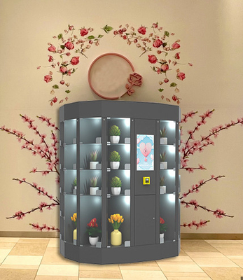 Round Flower Dispenser Fridge Vending Machine With Smart Cooling Locker 120V