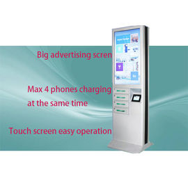 White CRS Material Cell Phone Charging Stations With 43 Inch Digital Signage