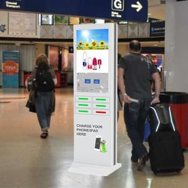 Free Standing Cell Phone Charging Stations And Advertising Kiosk For Public Places