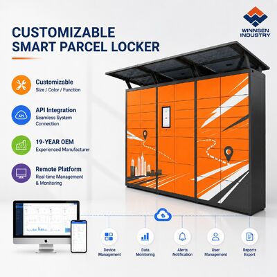 Quality Winnsen C2C Smart Parcel Delivery Locker with 15" Android Touchscreen and Cloud Remote Management for 600 Doors factory