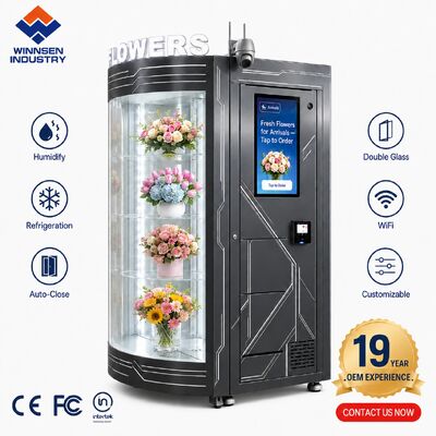Quality Winnsen 24/7 Self-Service Refrigerated Fresh Flower Vending Kiosk with 22 Inch Touchscreen Bouquet Dispenser factory