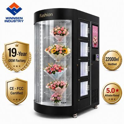 Quality Winnsen 24 Slots Smart Flower Vending Machine with Refrigerator and Humidifier Auto Closing Doors factory
