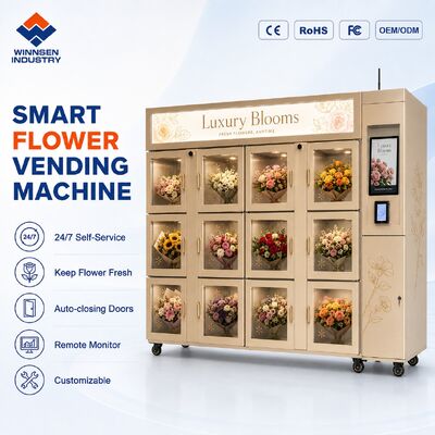 Quality Winnsen 24H Flower Vending Machine with Cooling Humidify System and Double Glass Door for Hotel Lobby factory