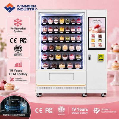 Quality Winnsen Cake Vending Machine Cold Rolled Steel Cabinet Cashless Card QR Code Payment factory