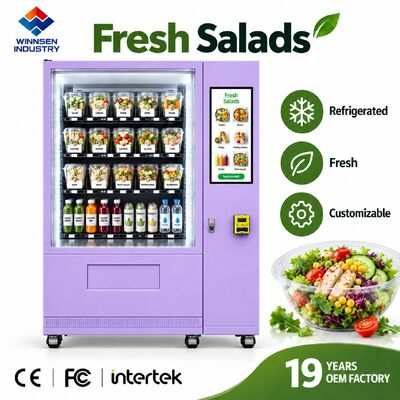 Quality Winnsen Automatic Salad Vending Machine with Transparent Glass Display LED Shelves factory