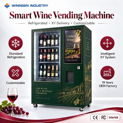 Quality Winnsen Glass Front Display Wine Vending Machine with LED Lighted Shelves Refrigerated Cabinet factory