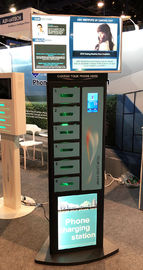 Airport Video Advertising Mobile Locking Cell Phone Charging Station Device LCD Screen UV Light
