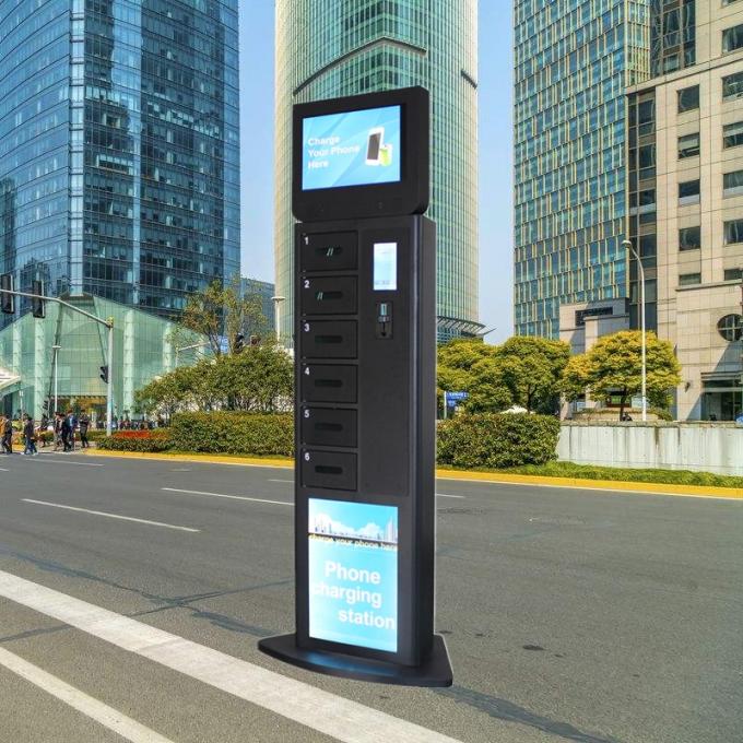 Black Cell Phone Charging Station , Public Mobile Phone Charging